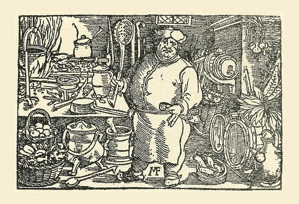 A Chef From The Tudor Period In England. From A Contemporary Print