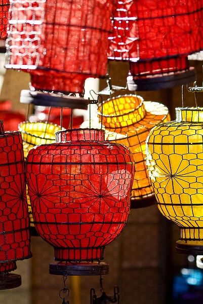 China, Decorative Lanterns In Marketplace; Beijing