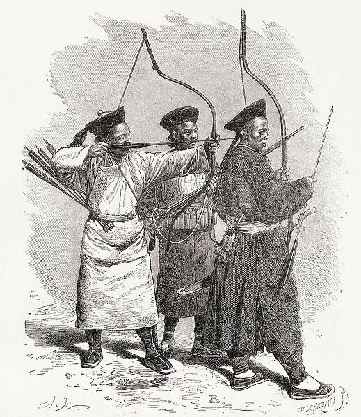 Chinese Archers. From El Mundo En La Mano, Published 1878