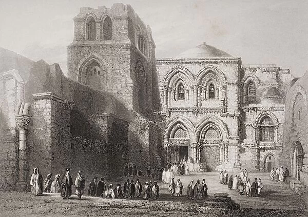 Church Of The Holy Sepulchre, Jerusalem. Original Tomb Of Godfrey Of Bouillon. Engraved By E. Challis After W. H. Bartlett