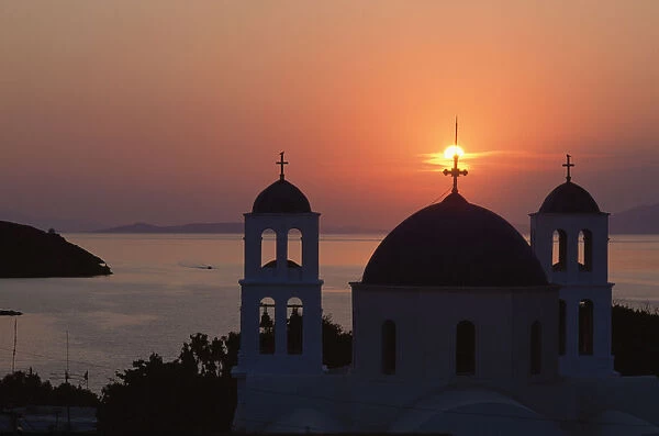 Church Of Katapola At Sunset. Amorgos, Greek Islands