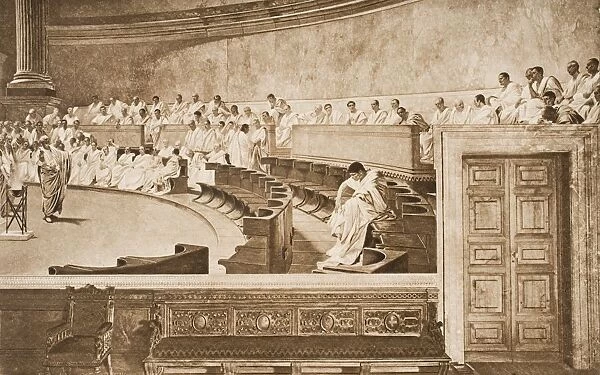 Cicero And Catiline In The Roman Senate, From The Book The Outline Of History By H. G. Wells Volume 1, Published 1920