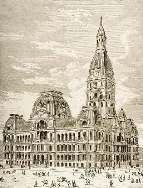 City Hall, Chicago, Illinois In 1870S. From American Pictures Drawn With Pen And Pencil By Rev Samuel Manning Circa 1880