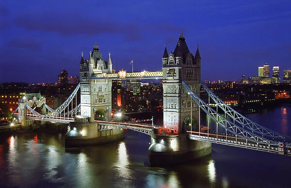 Cityscape, Tower Bridge And Skyline, London, Night, England