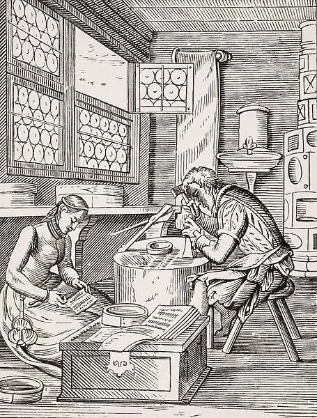 Clasp Maker. 19Th Century Reproduction Of 16Th Century Woodcut By Jost Amman