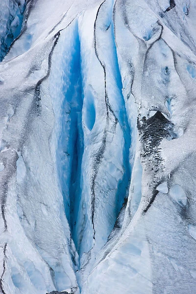 Close Up Detail Of Shoup Glacier, Shoup Bay State Marine Park, Valdez, Southcentral Alaska, Summer
