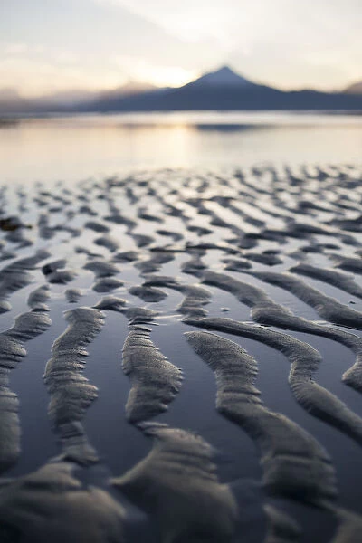 Close-Up Of The Ripples And Tide Pools On The Shores Of The Tidal Flats At Sunset; Homer, Alaska, United States Of America
