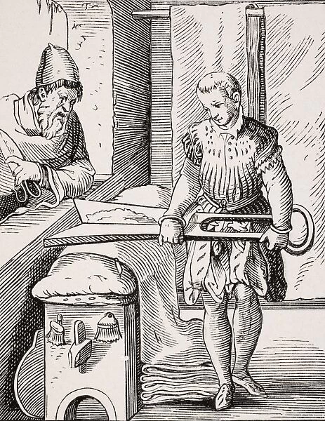 Clothworker. 19Th Century Reproduction Of 16Th Century Woodcut By Jost Amman