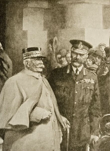 Co-Ordinating Allied Strategy: General Joffre Leaving The War Office With Lord Kitchener On October 29, 1915, During His First Visit To London Since The Outbreak Of The War. Drawn By Christopher Clark