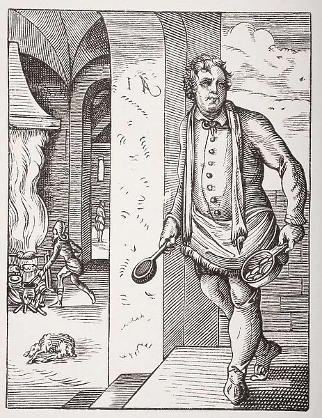 The Cook. 19Th Century Reproduction Of 16Th Century Engraving By Jost Amman