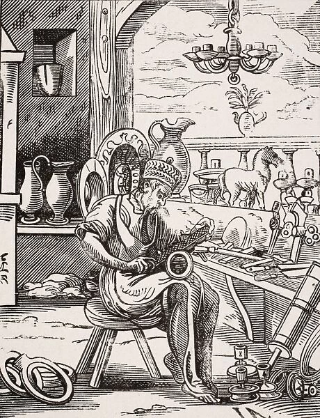 Coppersmith. 19Th Century Reproduction Of 16Th Century Woodcut By Jost Amman