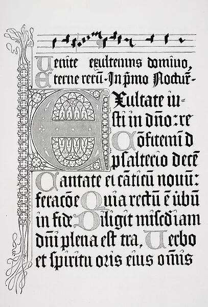 Copy Of A Page From A Psalter Of 1459 Printed In Mainz By Johann Fust And Petrus Schoiffer