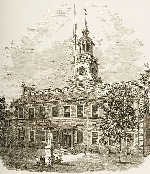 County Court House Or Independence Hall, Philadelphia Pennsylvania In 1870S. From American Pictures Drawn With Pen And Pencil By Rev Samuel Manning Circa 1880
