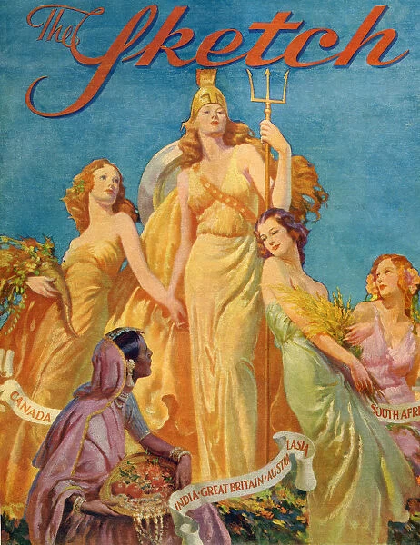 Front Cover From The Sketch Magazine, Special Coronation Number, Published 1937. Depicting Britannia Surrounded By The Female Personifications Of Canada, india, australia And South Africa