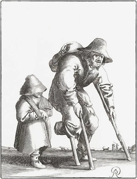 Crippled beggar with child. After a work from the 1630s by Pieter Jansz Quast