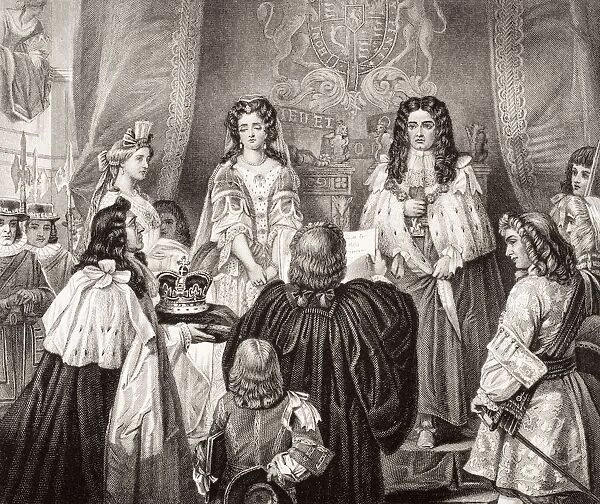 The Crown Offered To William And Mary By The Lords And Commons At Whitehall, February 12, 1689. Engraved By H. Bourne After E. M. Ward. From The Book 'Illustrations Of English And Scottish History'Volume Ii