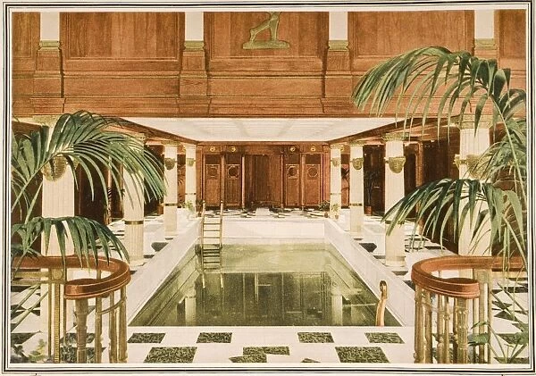 Cunard Line Promotional Brochure For The Rms Carinthia Circa 1926-1930. The Swimming Pool