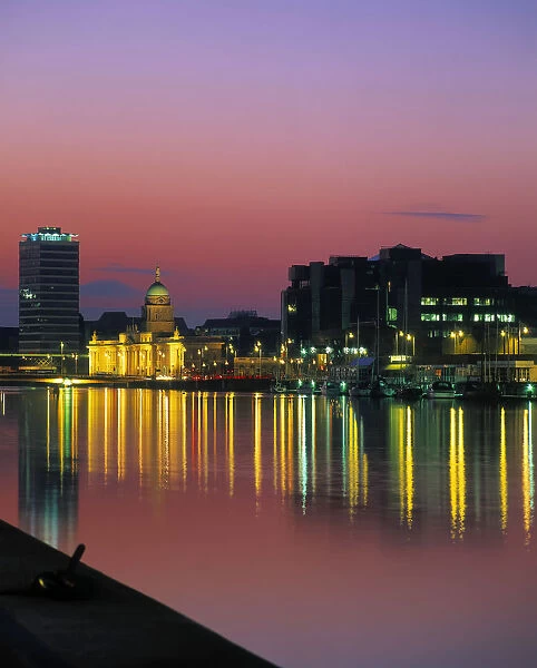 The Custom House And Liberty Hall On The River Liffey In Dublin, Ireland