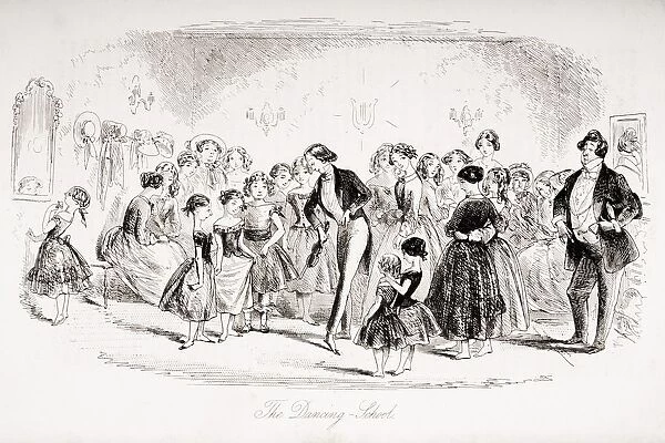 The Dancing School. Illustration By Phiz (Hablot Knight Browne) 1815-1882. From The Book Bleak House By Charles Dickens. Published London 1853