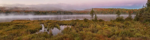 Dawn Over The Misty Water Of Brewer Lake In Algonquin Park In Autumn; Ontario, Canada