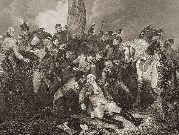 The Death Of General Sir. Ralph Abercromby, 1734-1801. British General. Engraved By J. Rogers Painted By T. Stothard. From Englands Battles By Sea And Land By Lieut Col Williams, The London Printing And Publishing Company Circa 1890S