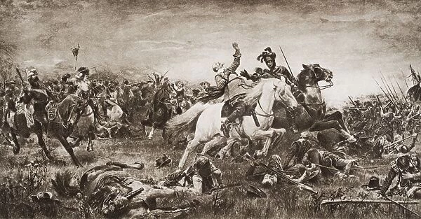 Death Of Gustavus Adolphus, 1594-1632, King Of Sweden 1611-1632, At Battle Of Lutzen 1632. From The Book The Outline Of History By H. G. Wells Volume 2, Published 1920