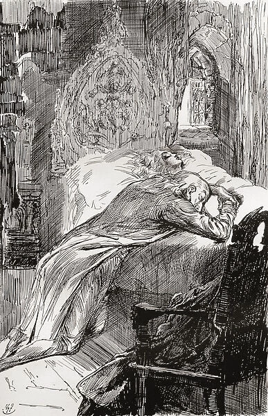 The Death Of Little Nell. Illustration By Harry Furniss For The Charles Dickens Novel The Old Curiosity Shop, From The Testimonial Edition, Published 1910