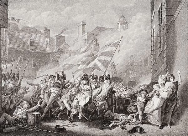 The Death Of Major Peirson At St. Heliers And Re-Taking Of Jersey From The French 8 January 1781. Engraved By J J Crew After Js Copley. From The Book 'Illustrations Of English And Scottish History'Volume Ii