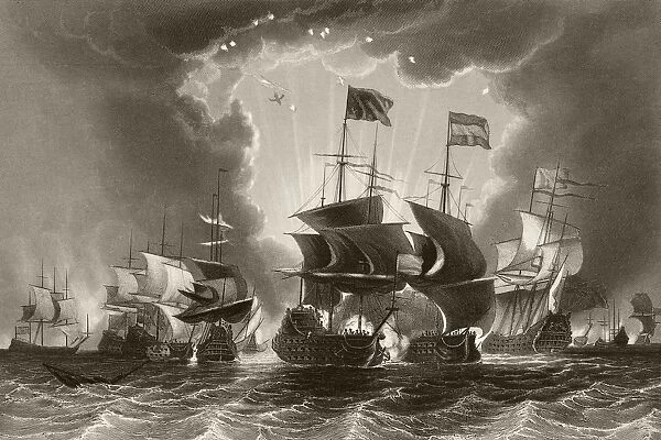 Defeat Of The Dutch Fleet By Admiral Robert Blake At The Battle Of The Gabbard 12 And 13 June 1653. From The National And Domestic History Of England By William Aubrey Published London Circa 1890