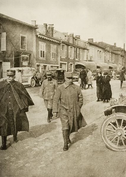 The Defender Of Verdun; General Petain (Centre) Walking With General Joffre On His Right