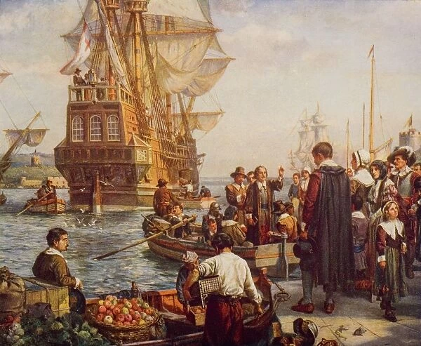 The Departure Of The Pilgrim Fathers, 1620. From The Book The Outline Of History By H. G. Wells Volume 2, Published 1920
