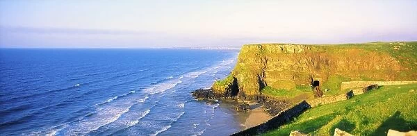 Co Derry, Ireland; View Of Cliffs And Ocean From Railway Line Between Downhill And Castlerock