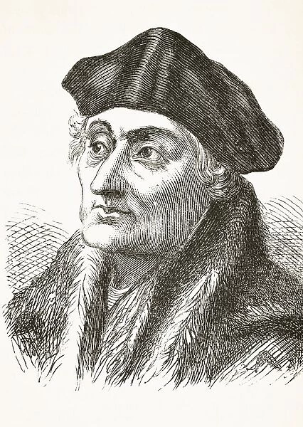 Desiderius Erasmus Roterodamus Circa 1466  /  1469 To 1536. Dutch Humanist And Theologian From The National And Domestic History Of England By William Aubrey Published London Circa 1890