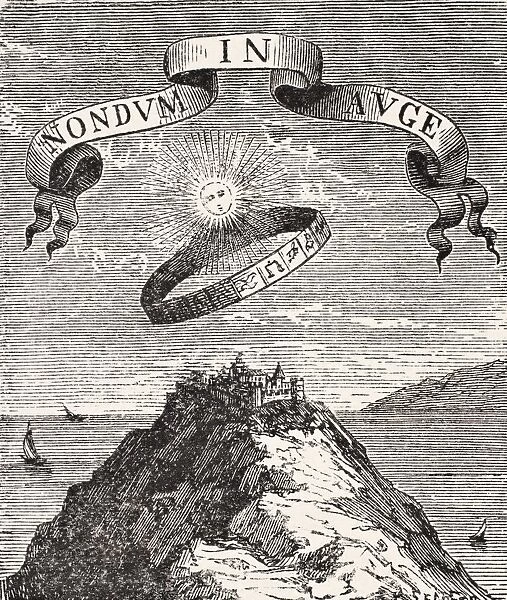 Device Of The Emperor Charles V, While King Of Spain, 1518, He Adopted As His Emblem A Sun Rising Above A Zodiac, And As His Motto, Nondum In Auge, Not Yet At Its Zenith. From Science And Literature In The Middle Ages By Paul Lacroix Published London 1878