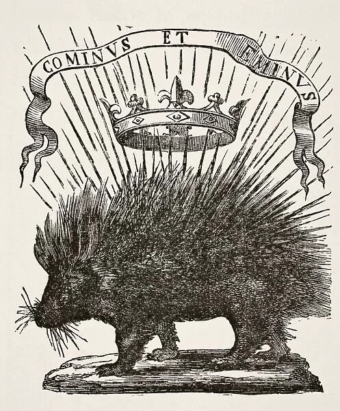 Device Of Louis Xii, King Of France, 1498-1515. A Porcupine With The Motto Cominus Et Eminus, From Far And Near. This Was The Device Of His Grandfather, Who, In 1397 Instituted The Order Of The Porcupine. From Science And Literature In The Middle Ages By Paul Lacroix Published London 1878