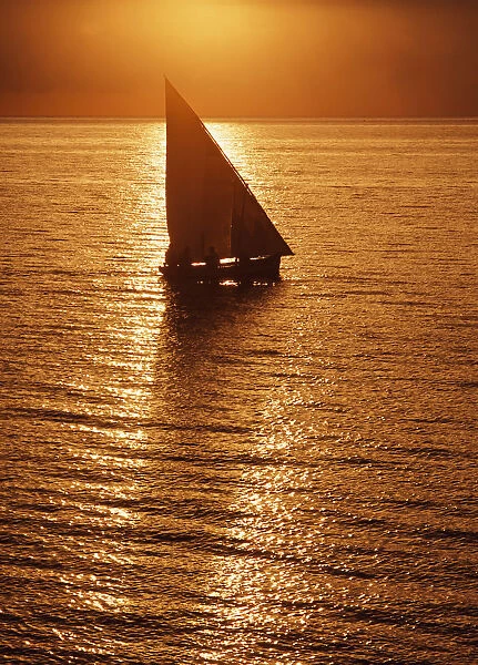 Dhow Heading Out To Sea At Dawn