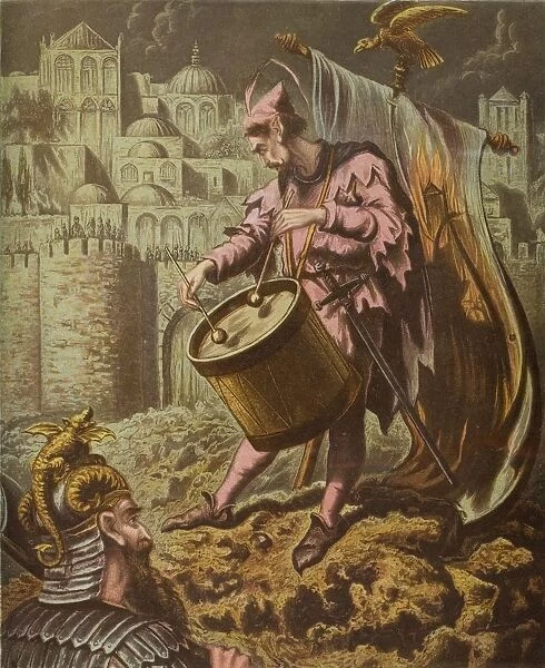 Diaboluss Drummer Before The Walls Of Mansoul. From The Book The Holy War'By John Bunyan, From Late 19Th Century Edition