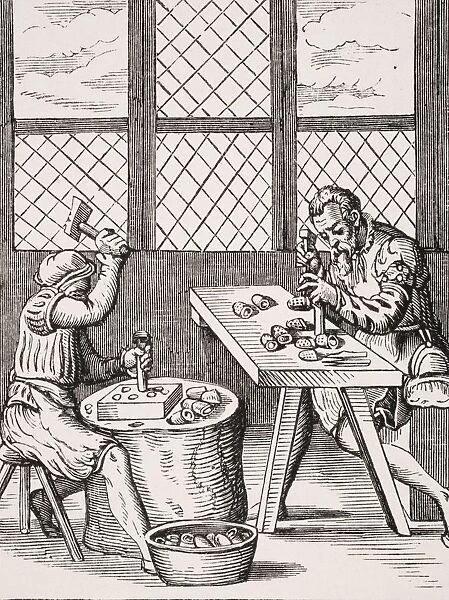Dice Maker. 19Th Century Reproduction Of 16Th Century Woodcut By Jost Amman