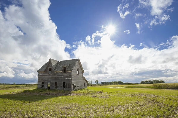 Dilapidated House On The Prairies; Winnipeg, Manitoba, Canada