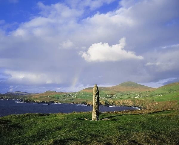 Dingle Peninsula, Co Kerry, Ireland; Ogham Stone Near The Coast