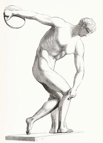 The Discobolus Of Myron. Greek Sculpture. From The National Encyclopaedia, Published C. 1890