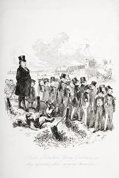 Doctor Blimbers Young Gentlemen As They Appeared When Enjoying Themselved. Illustration From The Charles Dickens Novel Dombey And Son By H. K. Browne Known As Phiz