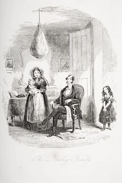 The Dombey Family. Illustration From The Charles Dickens Novel Dombey And Son By H. K. Browne Known As Phiz