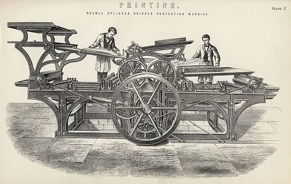 Double Cylinder Gripper Perfecting Machine Printing Press From The National Encyclopaedia Published By William Mackenzie London Late 19Th Century