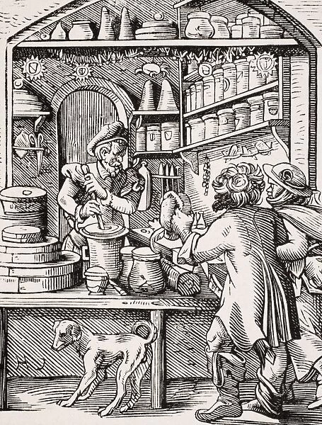 The Druggist. 19Th Century Reproduction Of 16Th Century Woodcut By Jost Amman