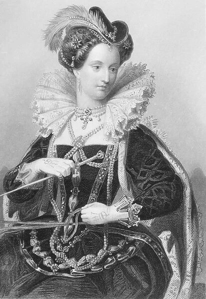 Elizabeth I, 1533-1603. Queen Of England 1558-1603. Engraved By W. Holl After E. Corbould. From The Book The Queens Of England, Volume Ii By Sydney Wilmot. Published London Circa. 1890