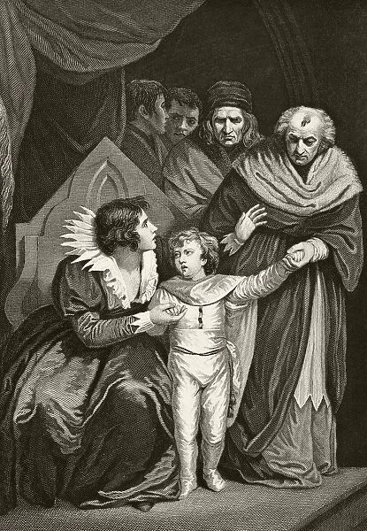 Elizabeth Woodville 1437 To 1492 Queen Consort Of King Edward Iv Of England Surrendering Her Son. From The National And Domestic History Of England By William Aubrey Published London Circa 1890