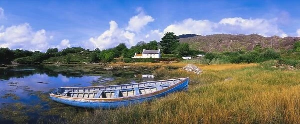 Ellens Rock, Glengarriff, Co Cork, Ireland; Rowboat On The Shore