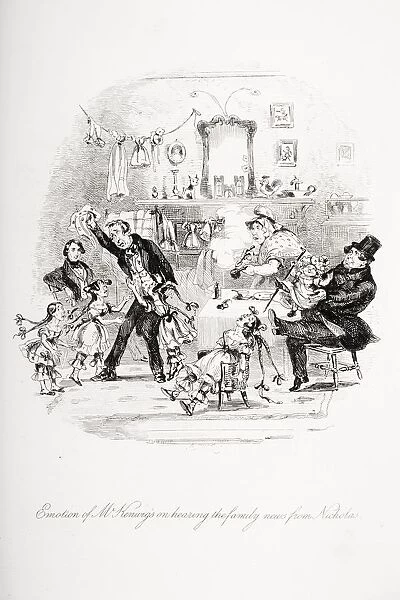 Emotion Of Mr. Kenwigs On Hearing The Family News From Nicholas. Illustration From The Charles Dickens Novel Nicholas Nickleby By H. K. Browne Known As Phiz