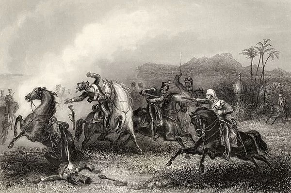 Encounter Between Lieutenant Hills And A Body Of Sepoy Cavalry James Hills 1833 To 1919 Welsh Second Lieutenant In The Bengal Horse Artillery Recipient Of The Victoria Cross For Gallantry From The History Of The Indian Mutiny Published 1858